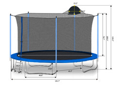 12FT Trampoline for Adults & Kids with Basketball Hoop, Outdoor Trampolines