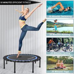 40″-48″ Silent Mini Trampoline Fitness Trampoline Bungee Rebounder Jumping Cardi