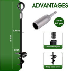 Ground Anchors, Heavy Duty Swing Set Anchors, Spiral Earth Anchor for Trampoline