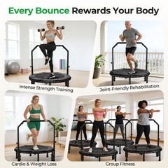 BCAN 40″Mini Rebounder Trampoline for Adults with Bar&Bungee, Fitness Trampoline