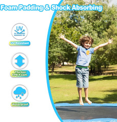 Trampoline Pad Replacement, 10/12/14/15/16FT Trampoline Spring Cover, No-Hole fo