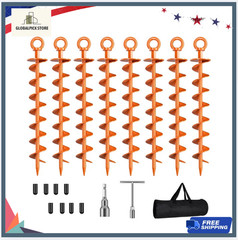 8 Pack Spiral Ground Anchors Heavy Duty with Tool for Trampoline & Shed
