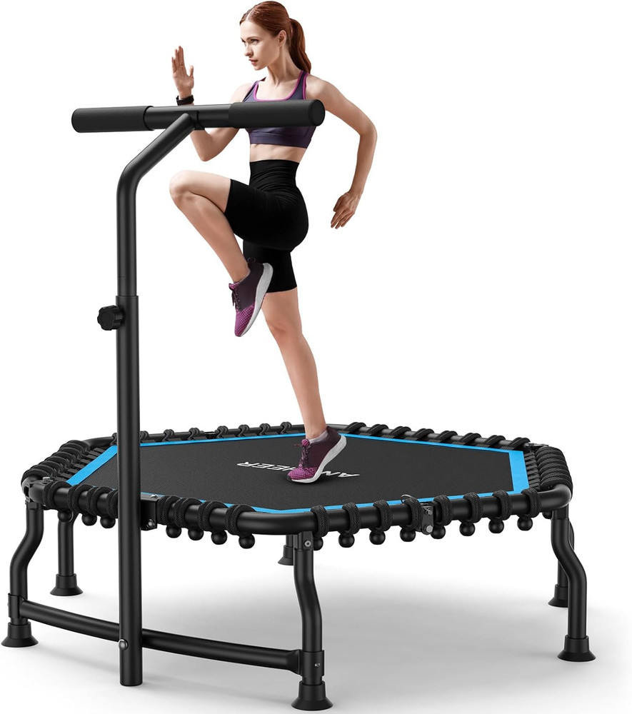 50″ Rebounder Trampoline for Adults- 2026 Foldable Mini Trampoline with Bar- Exe