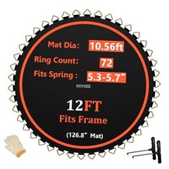 Trampoline Mat，10.56ft/126.8in Diameter Mat with 72 Rings,Fits 12FT Trampoline