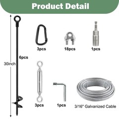 30” Ground Anchors Kit 12mm Steel-Core Heavy Duty – for Shed, Trailer, RV, Tent