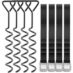 High Wind Trampoline Stakes – 15.84 in Galvanized Steel Anchors for Tents & More
