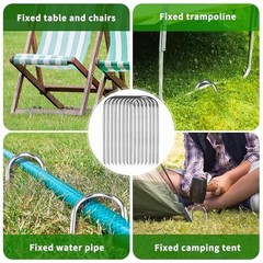 Heavy Duty Trampoline Stakes 10 Inch Galvanized Steel Wind Anchors 8 Pack for