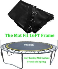 Bzzter 16FT Trampoline Replacement Mat 108 V-Rings w/ Pull Hook & Gloves Black