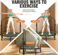 40″/48″ Foldable Mini Trampoline,Max Load 450Lbs/550Lbs Indoor Trampoline,With 4