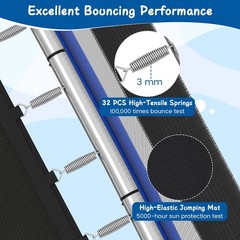 Trampoline Kids 70” Toddler Rebounder W/ Detachable Swing Horizontal Bar