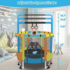 Toddler Trampoline 55 Inch Ages 1 8 Enclosure Gymnastics Bar
