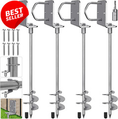 Spiral Ground Anchors Trampoline Stakes 18 24 30in Set 2 4 6 Heavy Duty – US