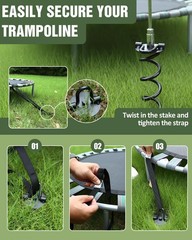 4 Pack Heavy Duty Trampoline Stakes Screw in Kit with Nut Driver, Tent Stakes…