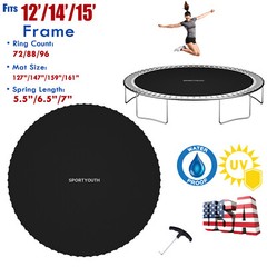 Trampoline Replacement Mat Fit 12′ 14′ 15′ Frame 72-96 Rings with Springs Tool
