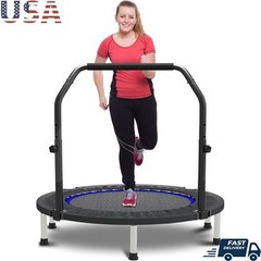 Mini Trampoline Adjustable Handlebar Indoor Exercise Rebounder 330lbs Capacity