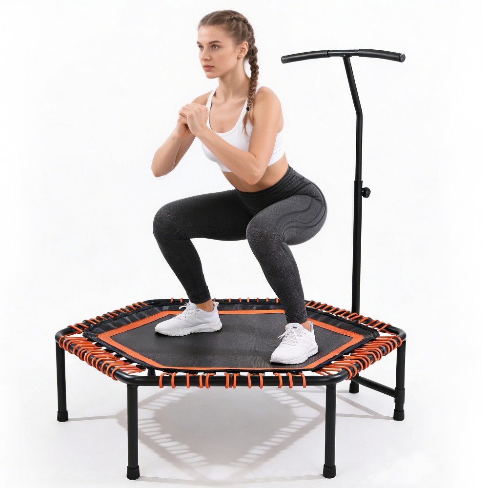 48″ Mini Rebounder for Adults with Adjustable Handle Bar Bungee Ropes Trampoline