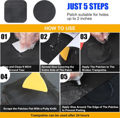Trampoline Patch Repair Kit – 3 Sizes Patches for Trampoline Mat Tear or Hole