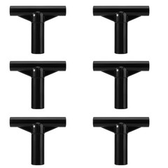 6pcs Trampoline Pole Covers & T-Tube Connectors, Black Plastic End Caps for Net