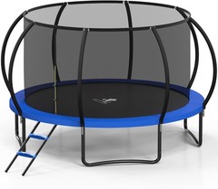 Trampoline Outdoor 10 FT Trampolines W/ Enclosure Net & Ladder，Round