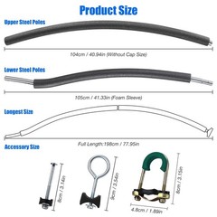 Curved Trampoline Poles Replacement, 1 Lower & 1 Upper Safety Trampoline Pole…
