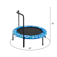Children’s Trampoline with Handrails for Indoor and Outdoor Fun, Ages 3-7