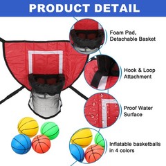 Trampolines Basketball Hoop, PVC Accessories with Pump & Mini Balls, Red/Blue
