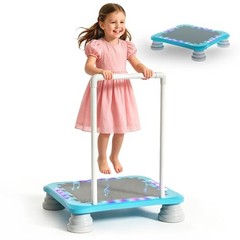 3-in-1 Mini Trampoline for Kids with Music & Lights, Indoor Outdoor Bounce Blue
