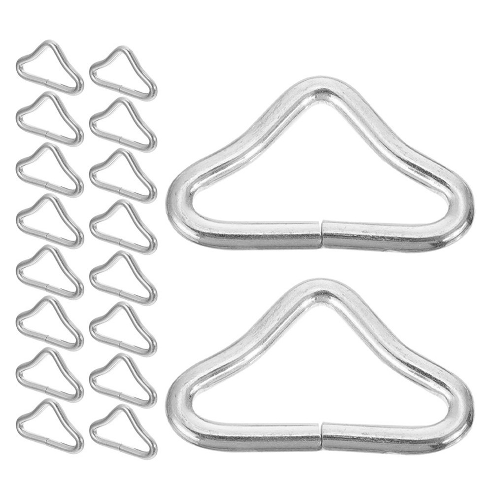 50Pcs Durable Trampoline Triangle Ring Buckles Silver for Bounce Improving