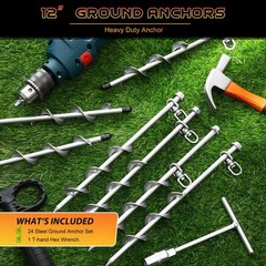Giant Skeleton Accessories Ground Anchors Screw in, 12 Inch High Wind Heavy D…