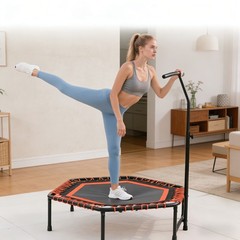 48″ Mini Rebounder Trampoline Adjustable Handle Bungee Quiet Home Gym Fitness