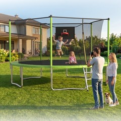 14FT Trampoline ,Sports Fitness Trampolines with Enclosure Net, Recreational