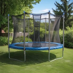 15FT Trampoline Enclosure Net & Pole Replacement for 8 Straight Poles