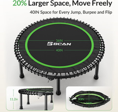 🏋️Mini Rebounder Trampoline 550LB 48″ Foldable Bungee Adult Fitness Indoor BT2