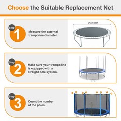 12FT/15FT Trampoline Replacement Net Protection Safety Enclosure Net – Blue