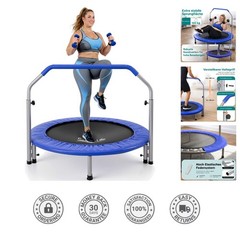 Compact 40″ Fitness Trampoline with Adjustable Handle for All Ages – Safe Design
