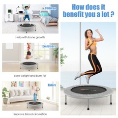 38″ Folding Mini Fitness Indoor Exercise Workout Rebounder Trampoline w/6 Legs