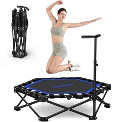 HXD-ERGO FOLDABLE MINI TRAMPOLINE, 42”, ADJUSTABLE FOAM HANDLE – BLUE