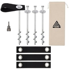 Trampoline Anchors Heavy Duty 12in Set with Straps Drill Bit