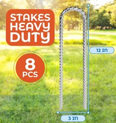 8 Pack Silver Heavy Duty U Shaped Trampoline Stakes Anchors for High Wind