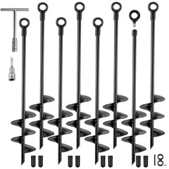 Ground Anchors Heavy Duty, Swing Set Anchor Kit 18 Inch 8 Pack Screw in Earth…