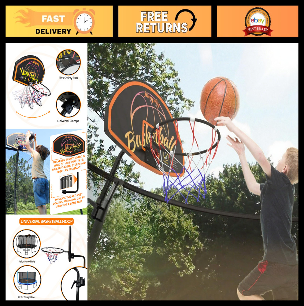Trampoline Basketball Hoop Attachment – Easy Install Universal Accessory, Fits S