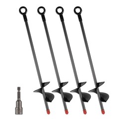 Ground Anchor, 4 Pack Trampoline Ground Anchor with Twist Drill, 15 Inch Trampoline Be…