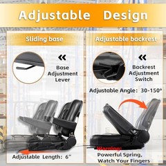 Black Adjustable Armrests for Forklift Seat Replacement – Universal