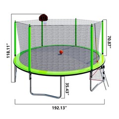 16FT Trampoline w/ Basketball Hoop Pump and Ladder Soccer Goal for Kids Outdoor