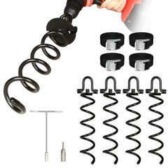 4 Pack Heavy Duty Trampoline Stakes Screw in Kit with Nut Driver, Tent Stakes…