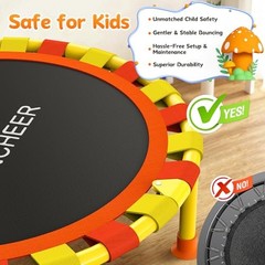 38” Toddler Trampoline,150lbs Capacity Mini Trampoline for Kids Orange Yellow