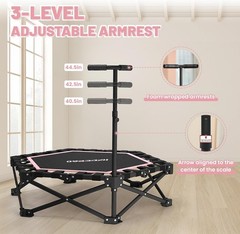 Foldable Mini Trampoline 42” Rebounder Trampoline W/ Adjustable Foam Handle