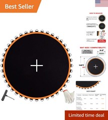 Reinforced UV-Resistant Trampoline Mat for 14 ft Frames – Includes Gloves & Hook