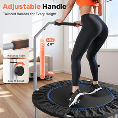 SP2 40/48″ Foldable Mini Trampoline Max Load 330Lbs/440Lbs, Fitness Rebounder wi