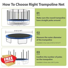 Wiodeiv 12FT 8Poles Black trampoline net